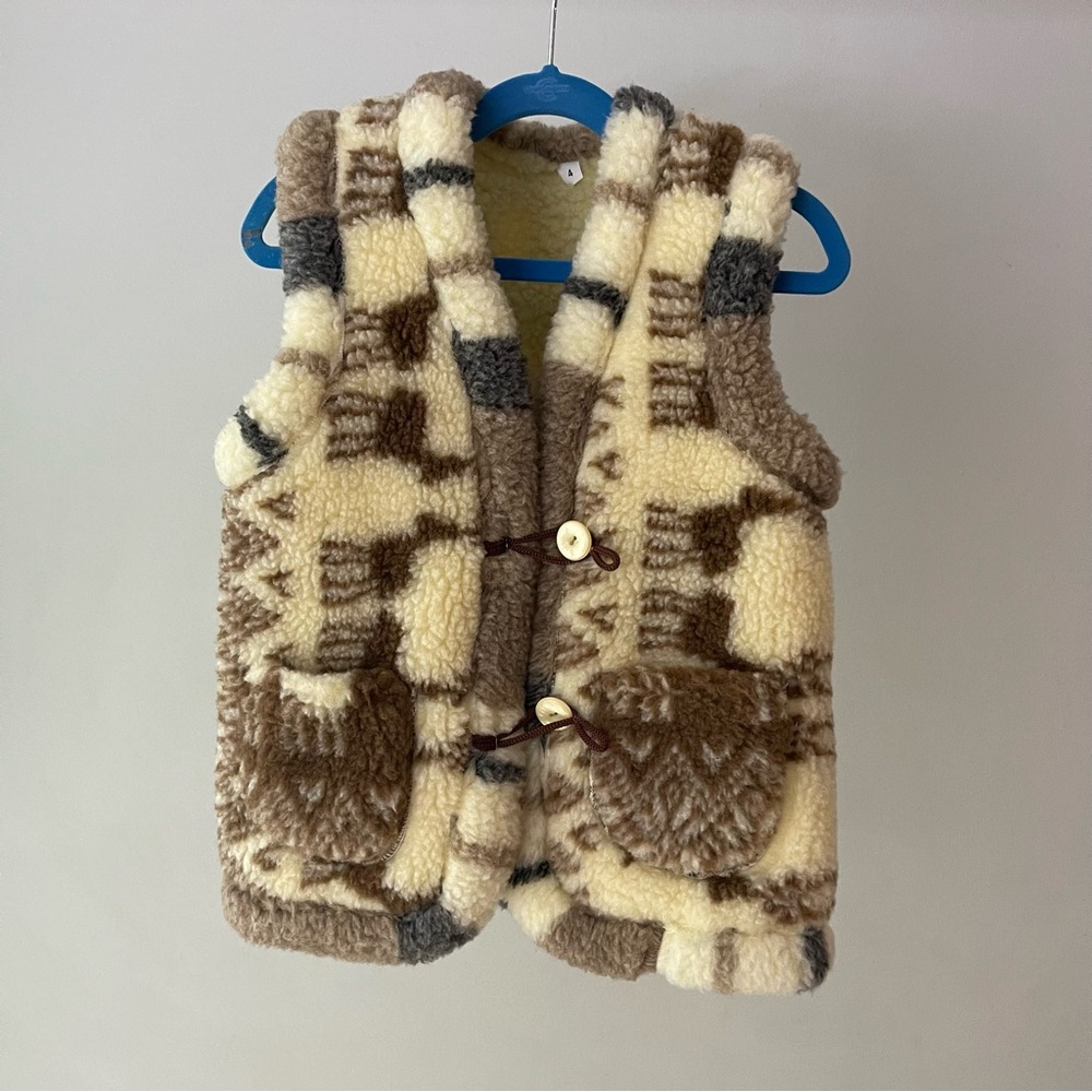 Wool Vest Youth Size Large 4 In Multiple Color Front Pockets 100% Wool